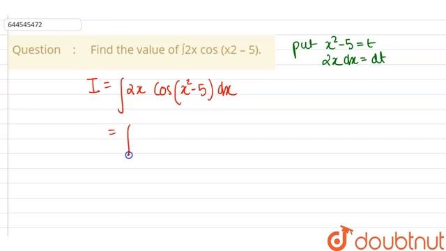 Find the value of ∫2x cos (x2 – 5). | 12 | DEFINITE INTEGRATION & ITS APPLICATION | MATHS | RE... смотреть онлайн