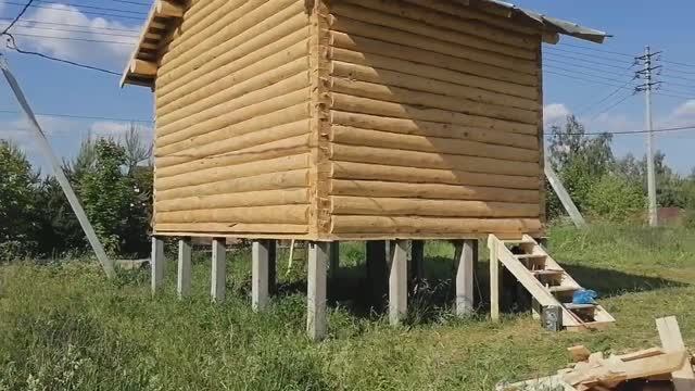2023 июнь Подольск: Сруб бани 5х7 в лапу с двускатной крышей смотреть онлайн