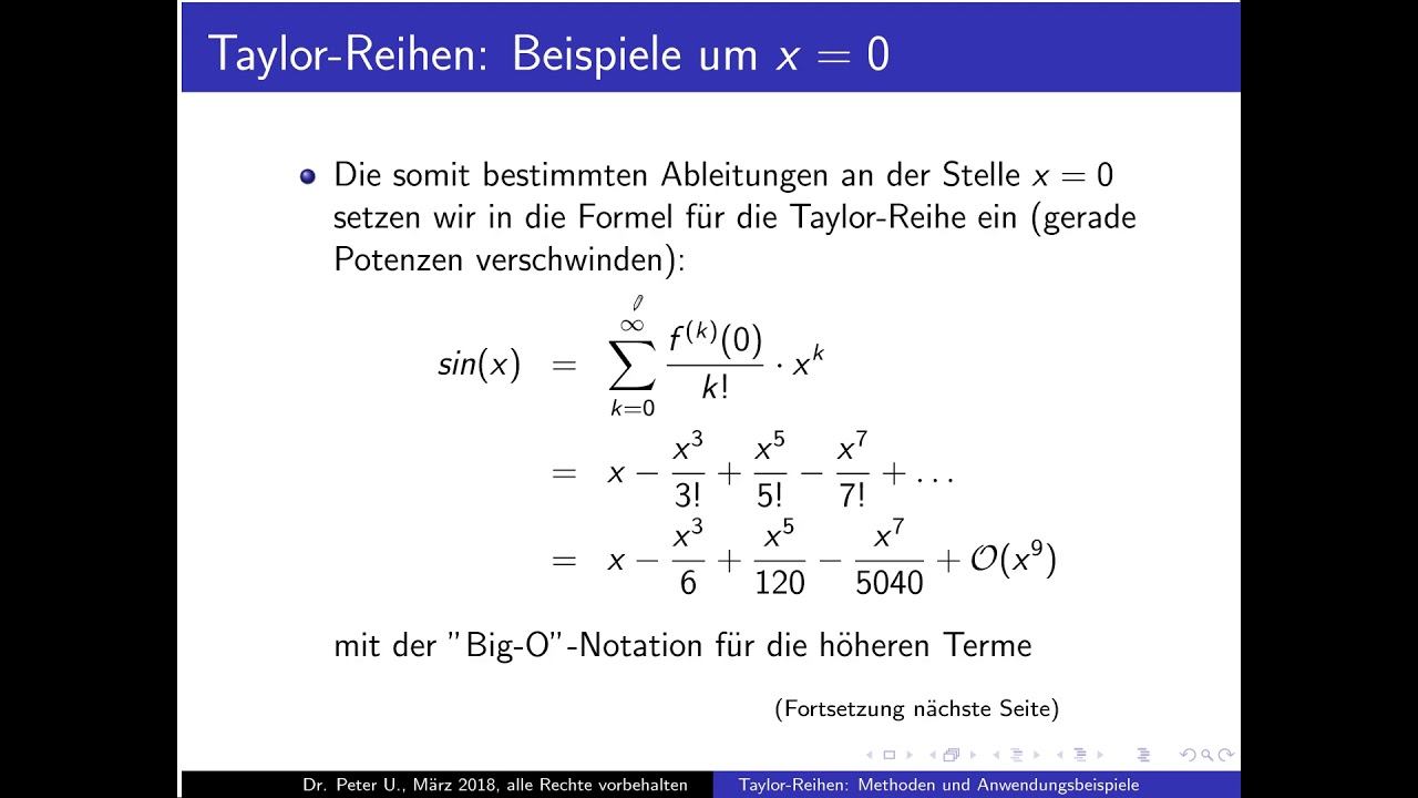 Taylor-Reihen Teil 5: Entwicklung sin(x) um x=0 смотреть онлайн