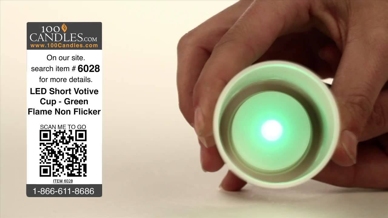 Battery Operated LED Short Votive Cup - Green Flame Non Flicker смотреть онлайн