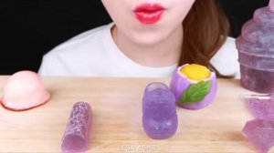 ASMR HONEY JELLY, SHOES JELLY, JEWELRY CANDI, MOCHI, TANGHULU *PURPLE EATING SOUNDS MUKBANG