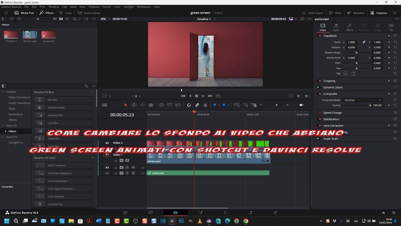 Come cambiare sfondo ai video che abbiano green screen animati con Shotcut e DaVinci Resolve смотреть онлайн