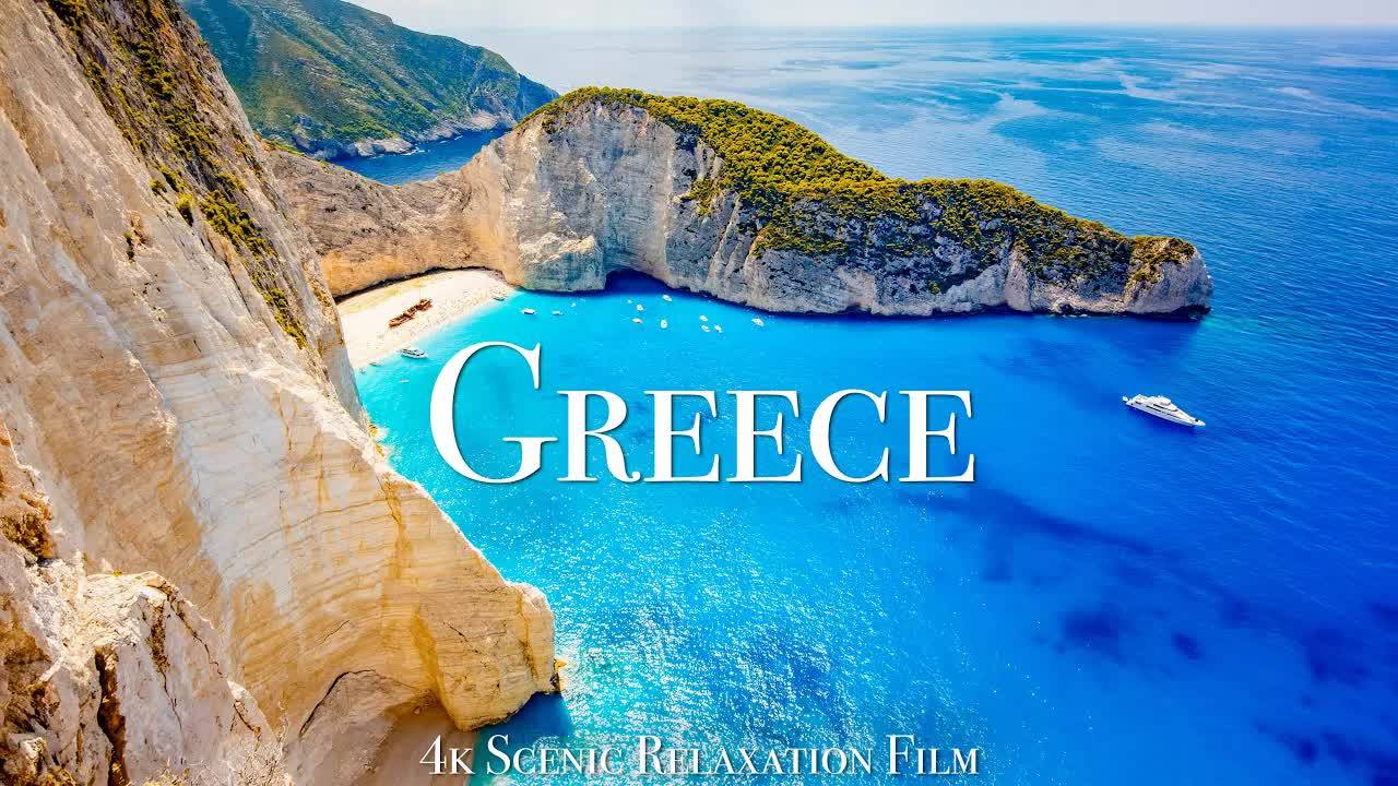 Greek Islands 4K - Scenic Relaxation Film with Calming Music смотреть онлайн