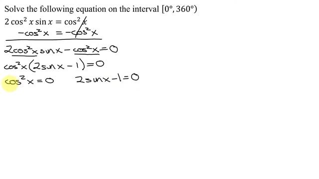 Solve, in Degrees, a Factorable Trigonometric Equation in Cos(x) & Sin(x): 2cos^2(x)sin(x) =cos^2(x смотреть онлайн