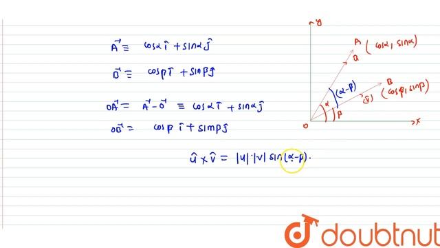 Show by vector method that `sin(alpha-beta)=sinalphacosbeta-cosalpha sinbeta.` смотреть онлайн