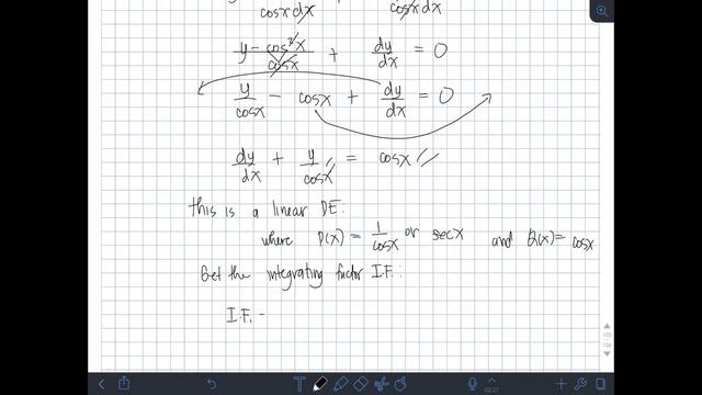Differential Equations Practice #23: (y - (cosx)^2)dx + cosxdy = 0 смотреть онлайн