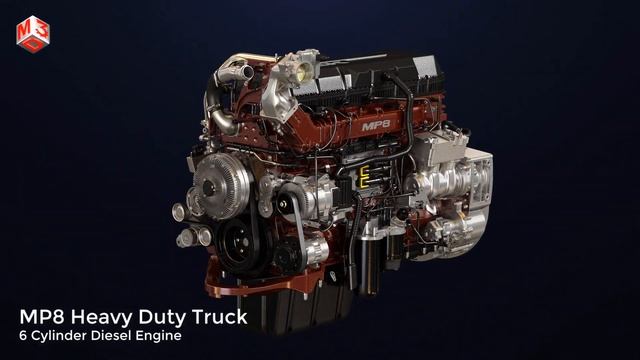 MP8 Heavy Duty Truck Engine - 6 Cylinder Diesel Engine | Markos3d | 360 Degree Turn Around смотреть онлайн