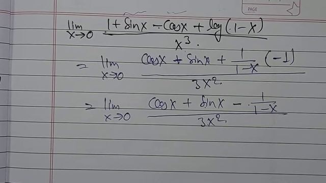 find the limit of (1+sinx-cosx+log(1-x))/x^3 in hindi смотреть онлайн