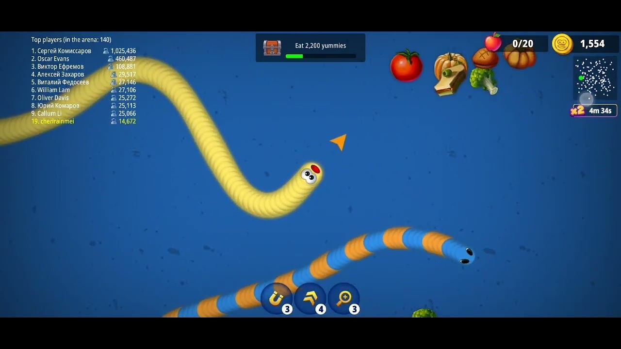 WORM (DOT) IO YELLOW SNAKE STEALING EATING VEGGIES | played by CBGC смотреть онлайн