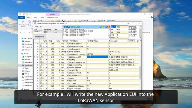 Daviteq LoRaWAN Sensor | Modbus Configuration Tool
