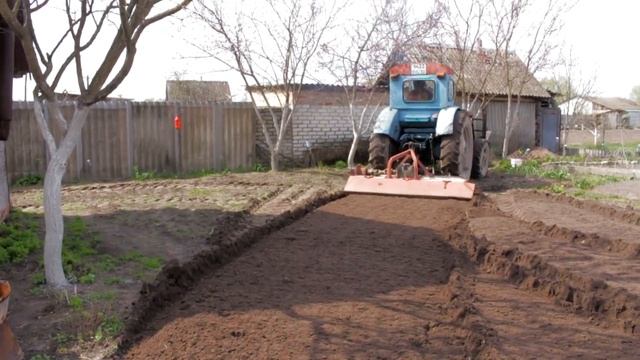 Фрезерование маленького Огорода Большим Трактором. Самодельная почвофреза и Т-40. смотреть онлайн