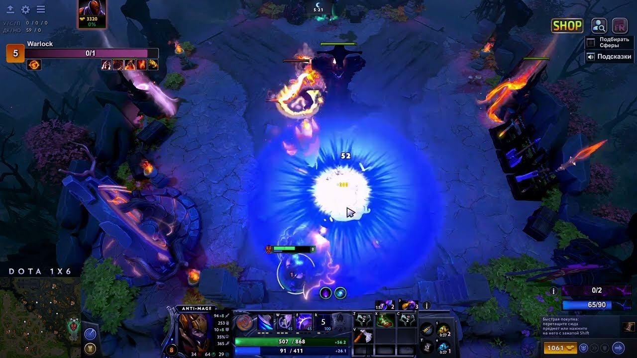 Dota 1x6: Anti-mage[E (У) spell]: Защита, требующая ману? [Игра без голоса] смотреть онлайн