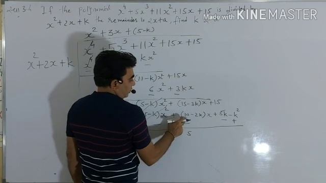 St10 MATH Polynomial If poly x^4+5x3+11x^2+15x+15 is divided by x^2+2x+k , remainder 2x +a find a,k смотреть онлайн