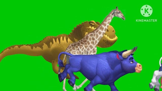 Colourful dinosaur stampede and animals running green screen смотреть онлайн