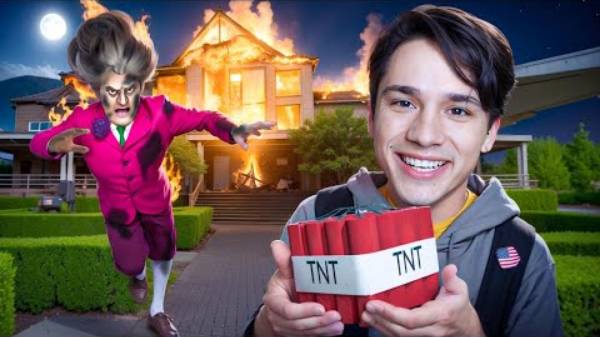 ВЗОРВАЛ ДОМ ЗЛОЙ УЧИЛКЕ!😂 ПРАНК ВЫШЕЛ ИЗ ПОД КОНТРОЛЯ!🤣 SCARY TEACHER😱 смотреть онлайн