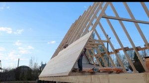 Стены из имитации бруса для дома по проекту A-frame