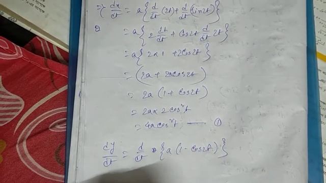 dx/dt=d/dt{a(2t+sin2t)},dy/dt=d/dt{a(1-cos2t)} solve dy/dx😱😱😱😱 смотреть онлайн