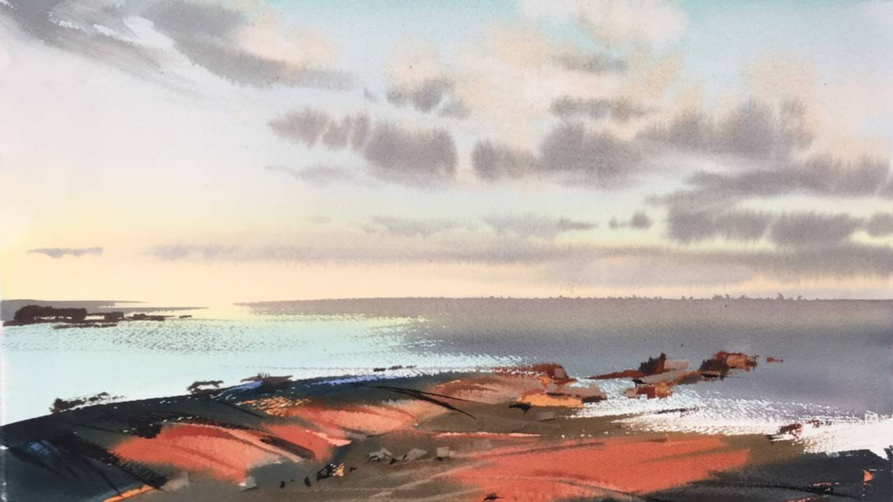 Остров Кий / Северный свет. Рисует акварелью художник Юрий Ломков на enterclass.com смотреть онлайн