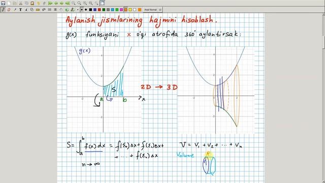 Aniq Integral Va Uning Tatbiqlari: Aylanish Jismlarining Hajmini Hisoblash. Algebra 11-sinf. 33-dar