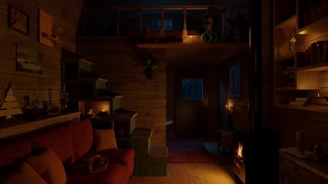 Засыпайте за 5 минут в уютнейшем зимнем домике с расслабляющими звуками камина и метели смотреть онлайн