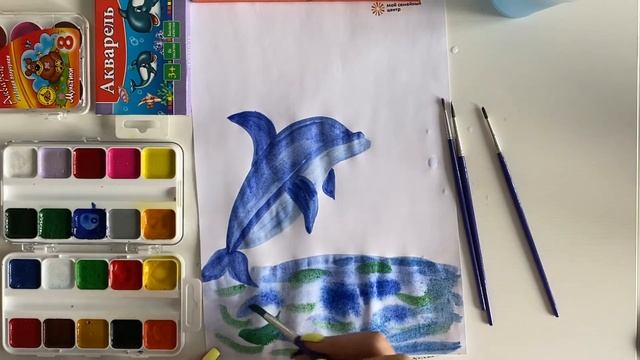 №50 Дельфин 🐬 (Акварель) смотреть онлайн