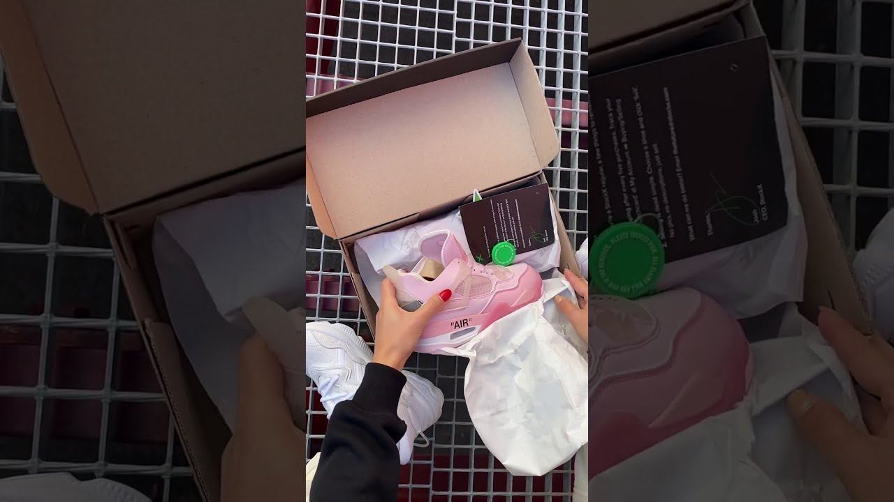 Обзор на кроссовки Nike Air Jordan 4 Retro Off-White "Pure Pink" смотреть онлайн