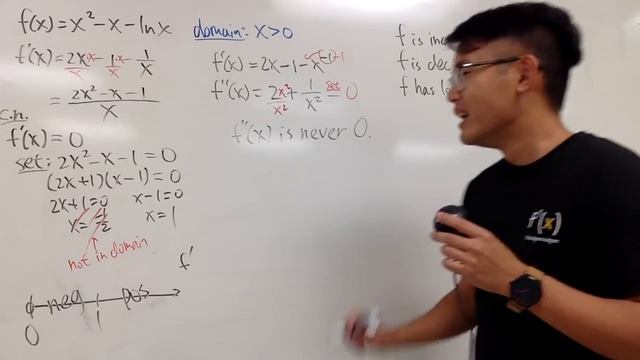 Graphing f(x)=x^2-x-ln(x) смотреть онлайн