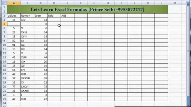 Roman, Even, Odd, Abs (Excel Function with Prince) смотреть онлайн