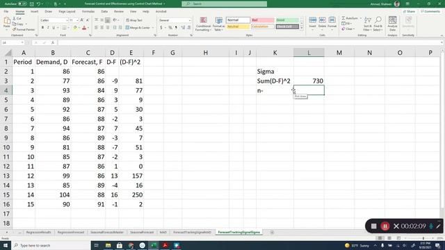 Forecast Control Using Statistical Control Chart in MS Excel смотреть онлайн