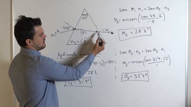 PRISMA ÓPTICO FÍSICA , LEY de SNELL, FÓRMULA y EJERCICIO RESUELTO 😲 SÉ un GENIO💪 Óptica Física смотреть онлайн