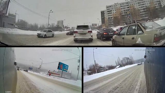 Первый дневной тест IP наблюдения в авто с трех камер