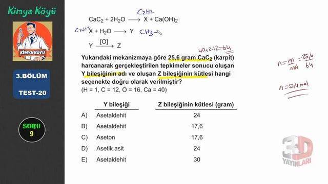 3D ORGANİK KİMYA | 3.BÖLÜM - TEST-20 | Aldehit ve Ketonların Özellikleri-4 смотреть онлайн