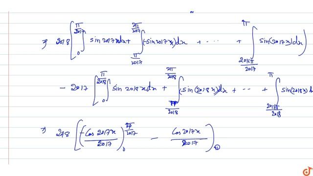 The value of `2018int_0^pi|sin(2017 x)|dx-2017int_0^pi|sin(2018 x)|dx` is смотреть онлайн