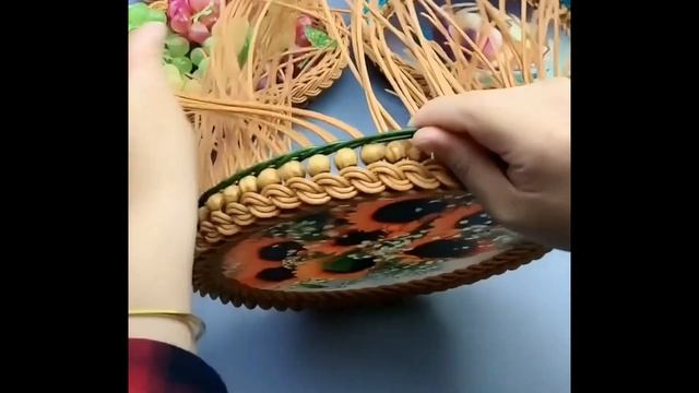 Weave Basket Tutorial 藤条编织水果盘子教程! #手工 #藤编 #DIY смотреть онлайн