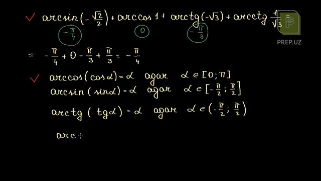 Teskari Trigonometrik Funksiyalar   Algebra Videokursi