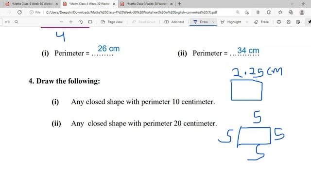 EDMC | WEEK 30 | MATHS | CLASS 4 | WORKSHEET 30 | Perimeter | Solution | सप्ताह 30| गणित | कक्षा смотреть онлайн