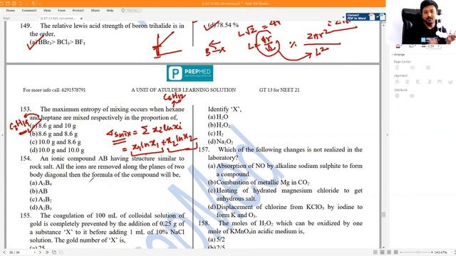Chemistry GT 13 solution 2021 NEET смотреть онлайн