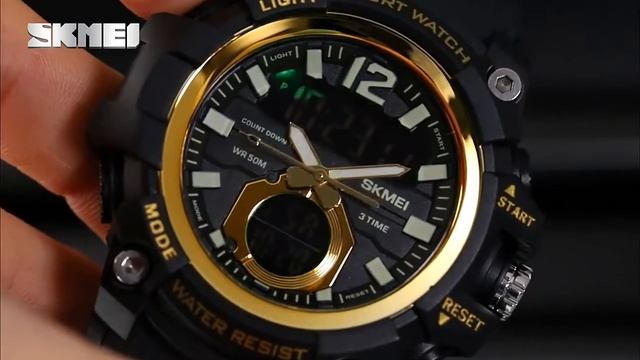 Мужские часы Skmei 1725 Черные с золотым смотреть онлайн
