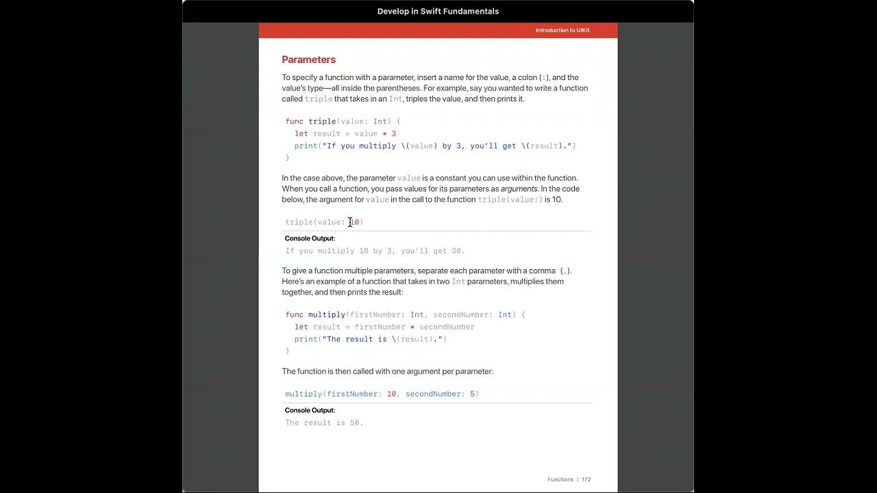Swift Fundamentals book- 2.3: Function parameter and argument смотреть онлайн