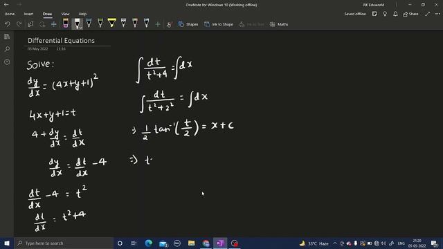 Solve: dy/dx = (4x+y+1)² смотреть онлайн