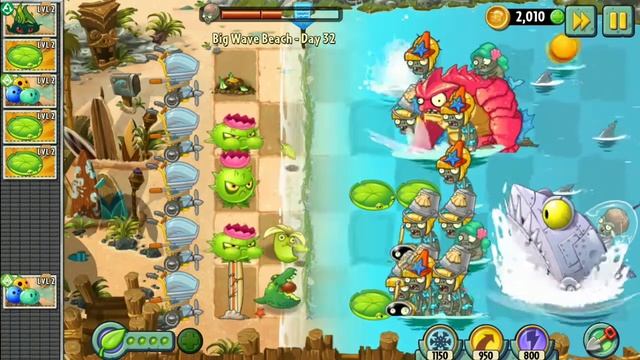 PvZ 2 Big Wave Beach (Пляж большой волны) день 32 БОСС смотреть онлайн