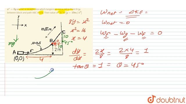 Work done by force F to move block of mass `2 kg` from A to C very slowly is `(76 lambda) J` смотреть онлайн