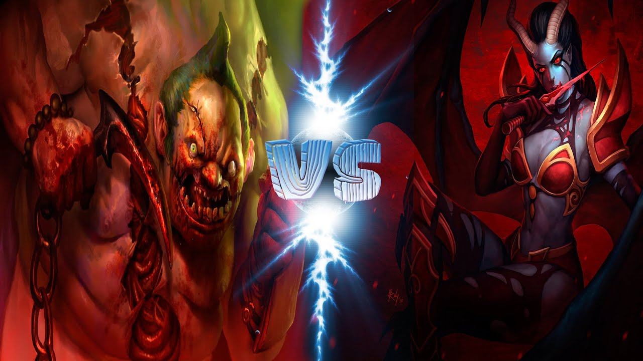 Dota 2 ( Solo Mid 1VS1 ) PudgeVSQueen of Pain смотреть онлайн