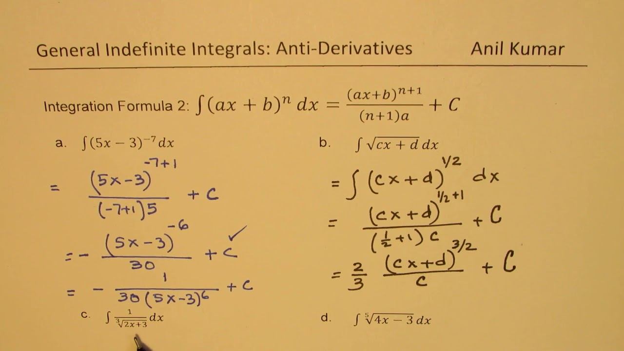 Anti Derivative Integration Power Rule 2 Examples смотреть онлайн