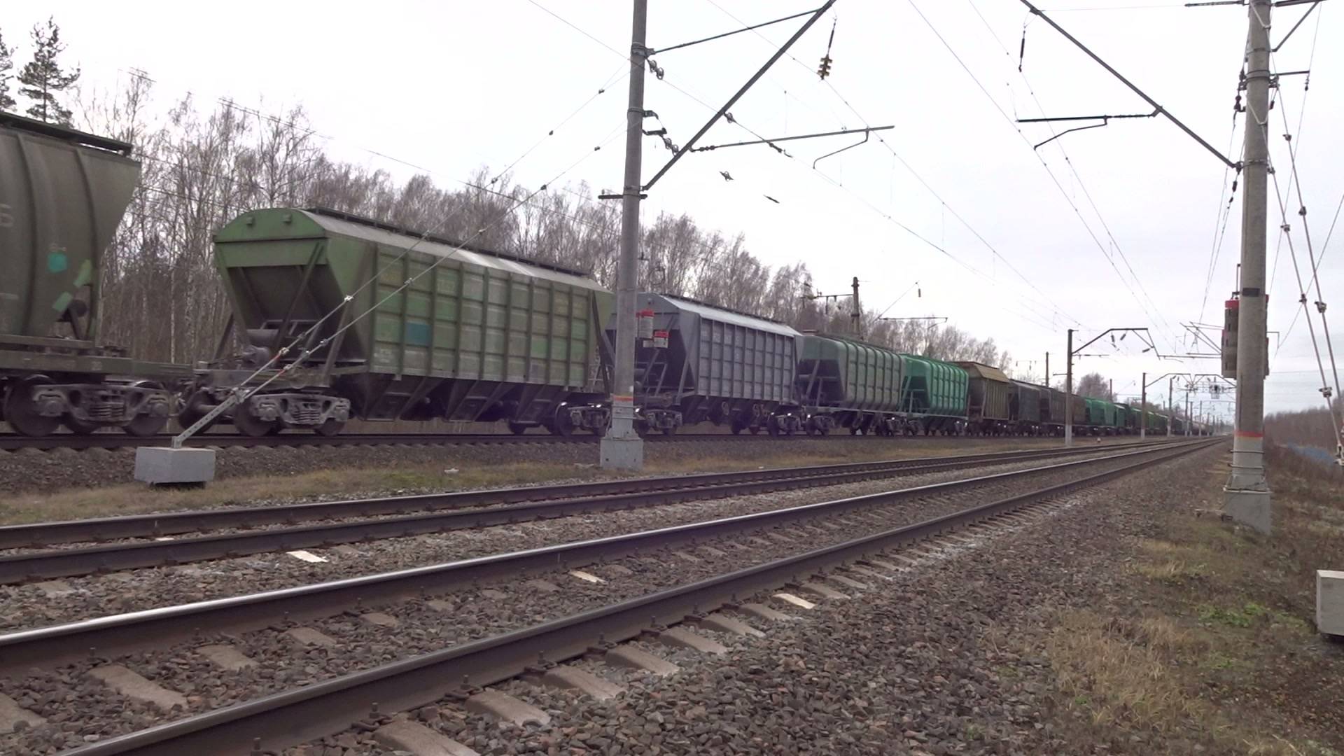 Электровоз ВЛ80с-1353 с грузовым поездом останавливается на перегоне Игумново - Доскино смотреть онлайн