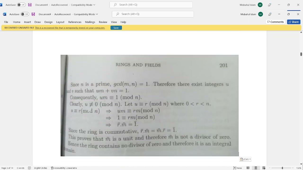 prove that the ring (z + . ) is an integral domain if and only if n is prime смотреть онлайн
