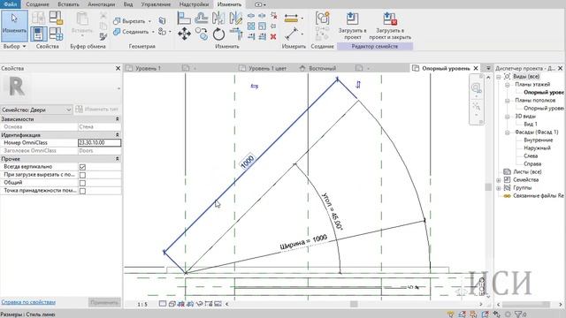 Отображение двери в плане Revit