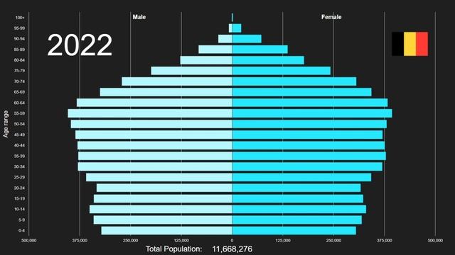 Belgium Population Pyramid 1950-2100