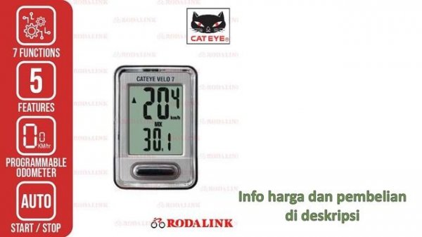 Cateye Velo 7 Wired Cyclo Computer Sepeda CC-VL520 + manual book