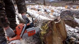 Husqvarna 365 вот Зачем Нужна на Дровах. Пилим берёзовые комли.
